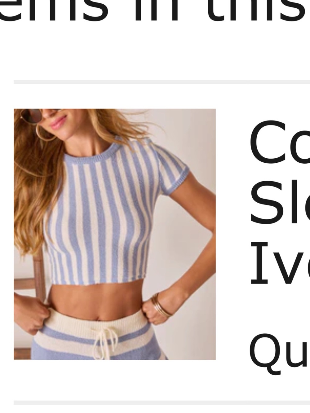 VICI Blue & White Vertical Stripe COASTAL EASE Knit Tee